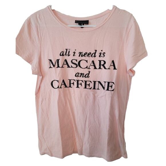 i jeans by Buffalo Tops - Buffalo Medium Graphic Tee Shirt All I Need Is Mascara Caffeine Glitter Pink